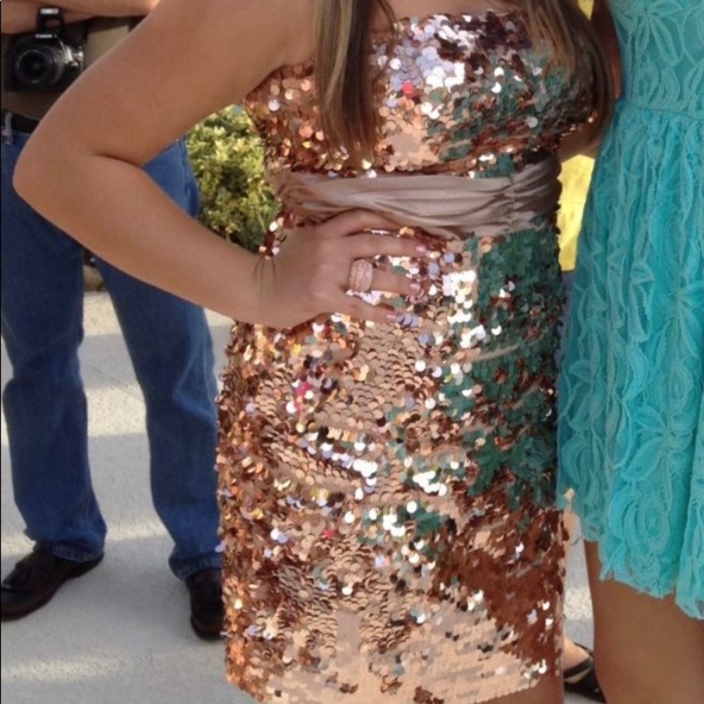 Rose Gold sequence formal dress.